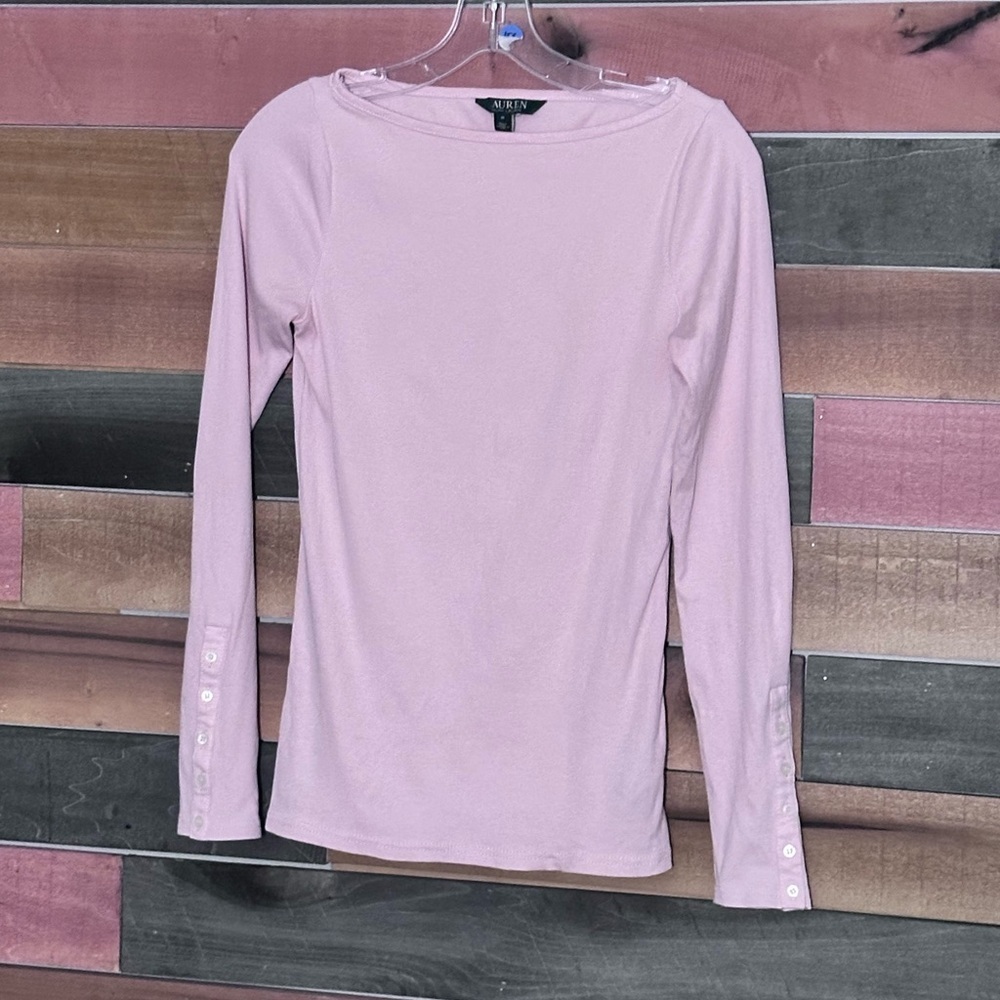 Pink Ralph Lauren Ribbed Stretchy Pull On Shirt